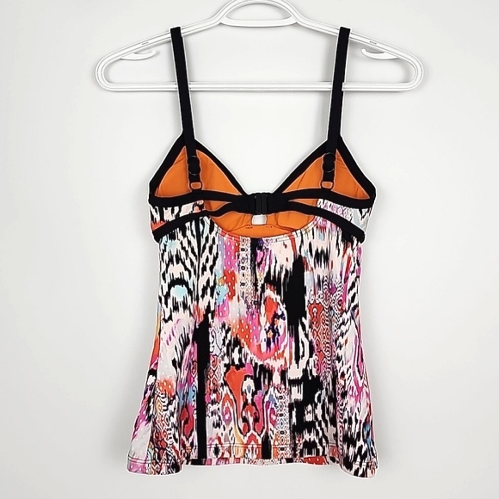 Seafolly Beach Women's Gypsy Nectarine Tankini Top White Pink Black Trim 6 - Picture 6 of 16